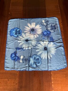 Blue and White Floral Square Scarf sheer 25“ x 25“
